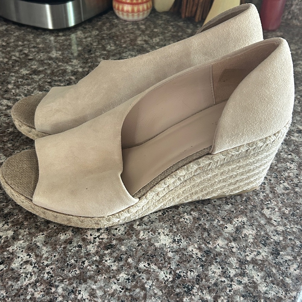Beige Wedge Espadrille Sandals (Vince)